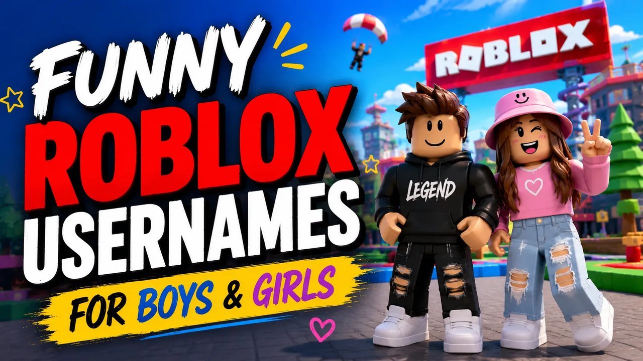 Colorful gaming setup where a young player picks a funny Roblox username