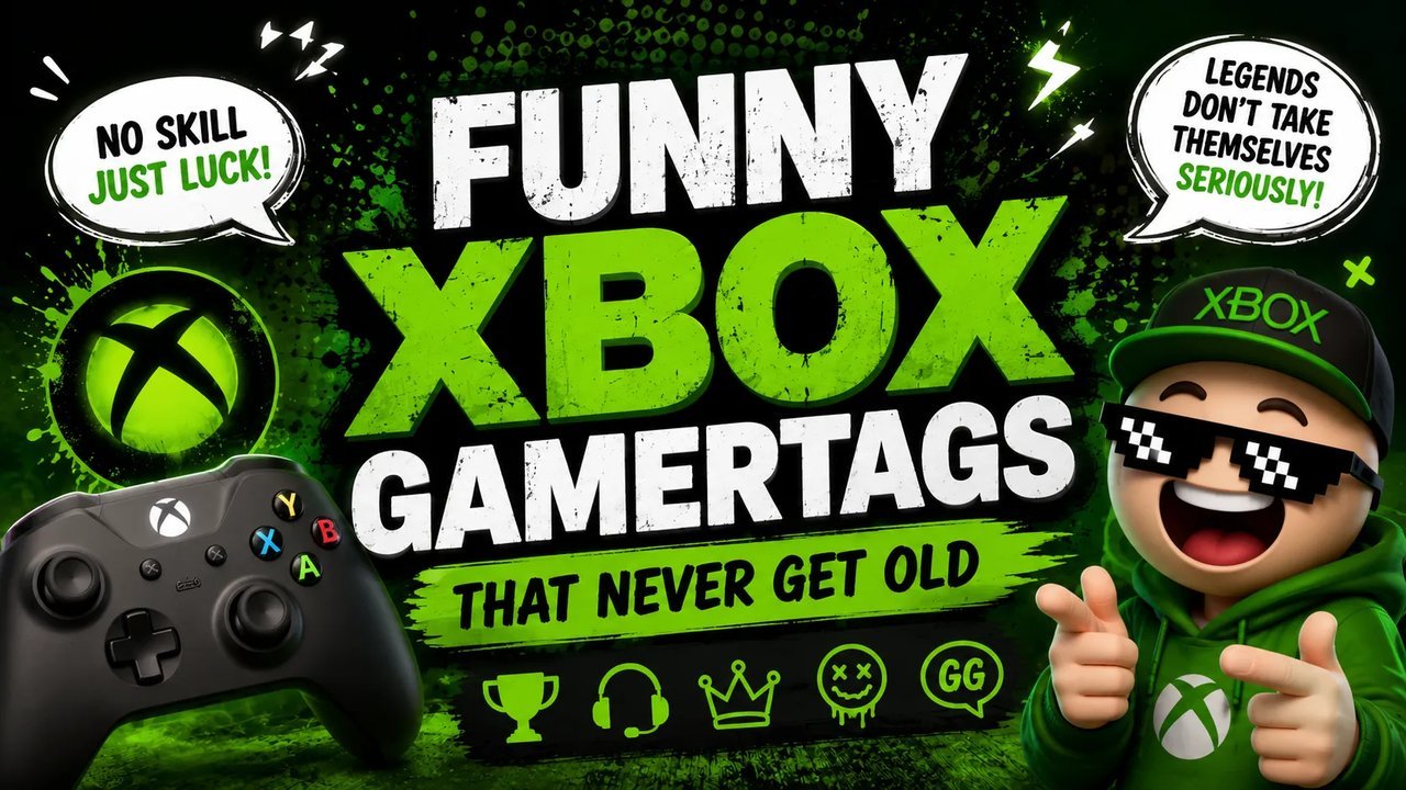 Green Xbox controller on a desk while a player picks a funny gamertag
