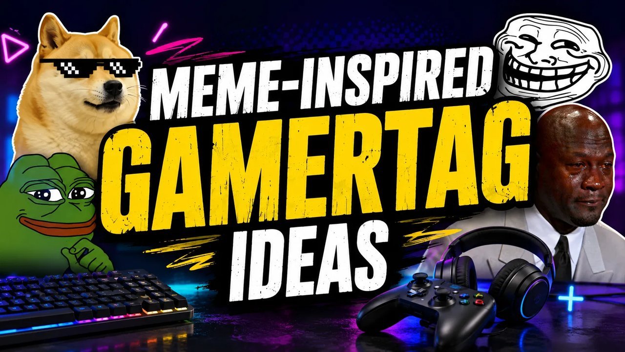 Player laughing at a screen while brainstorming meme-inspired gamertag ideas
